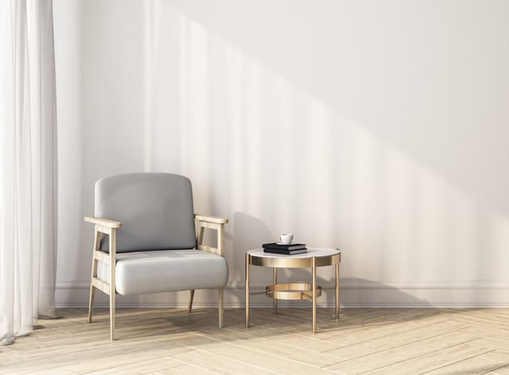 Contemporary wooden frame armchairs with coffee table for hotel lounge area