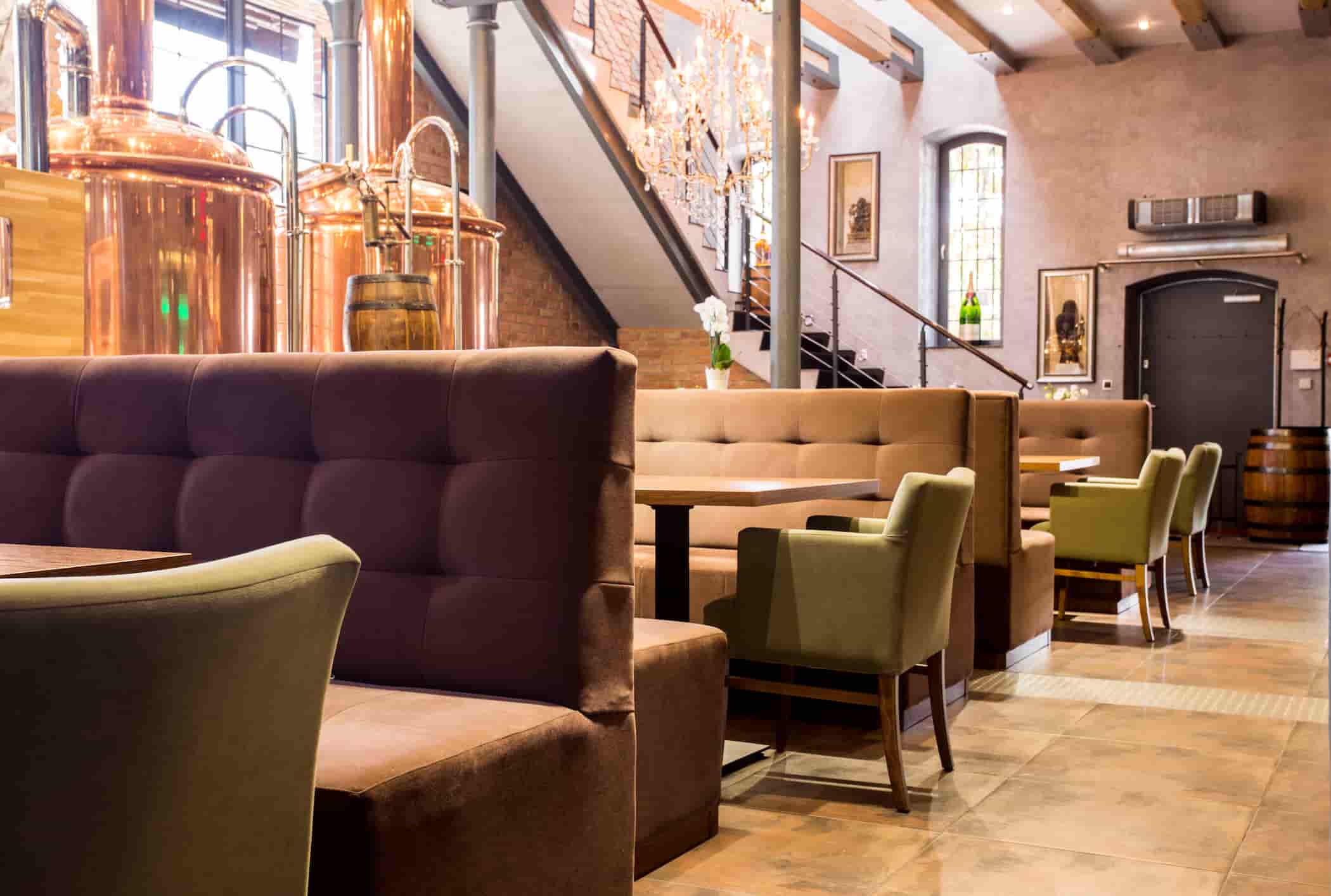 Restaurant booth seating and café furniture set designed for commercial dining spaces and hospitality projects