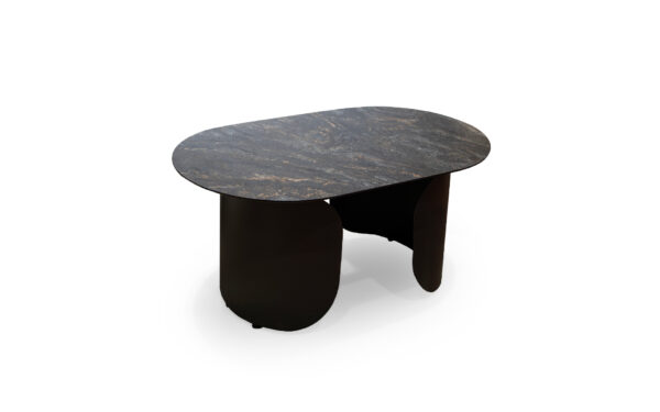 Oval black marble coffee table