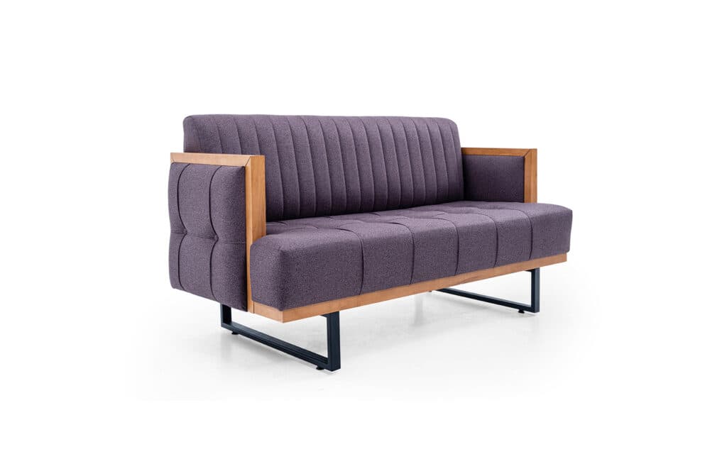 purple sofa with metal leg