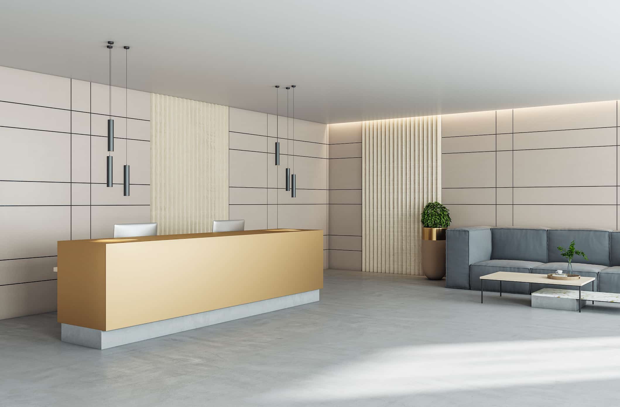 reception desk gold colour