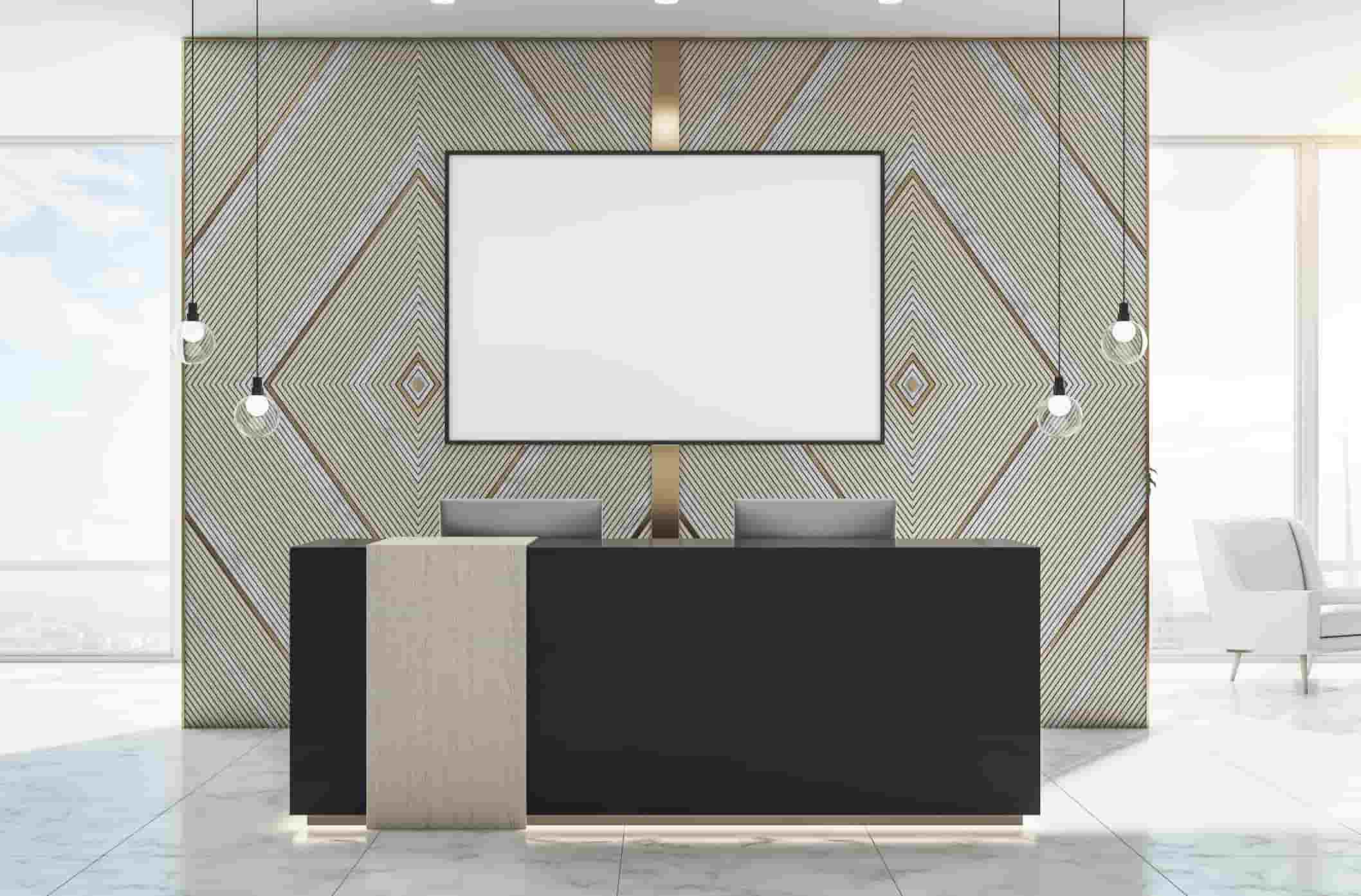 hotel reception desk with background