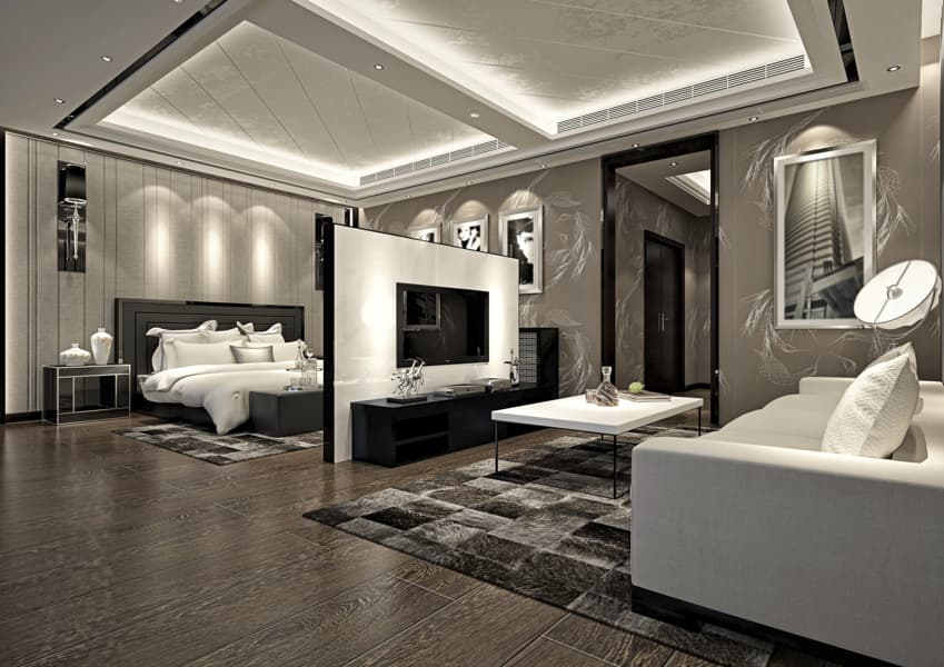 white sofa in hotel guest room