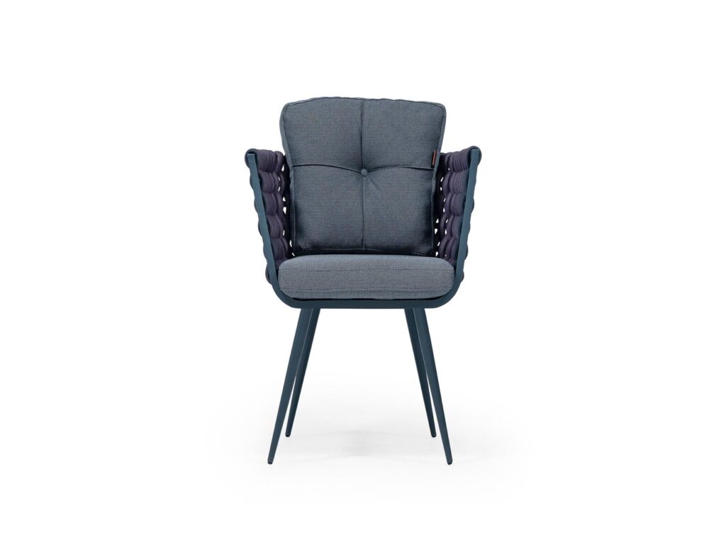 Outdoor dining chair with rope details for hotel terrace, restaurant and resort projects