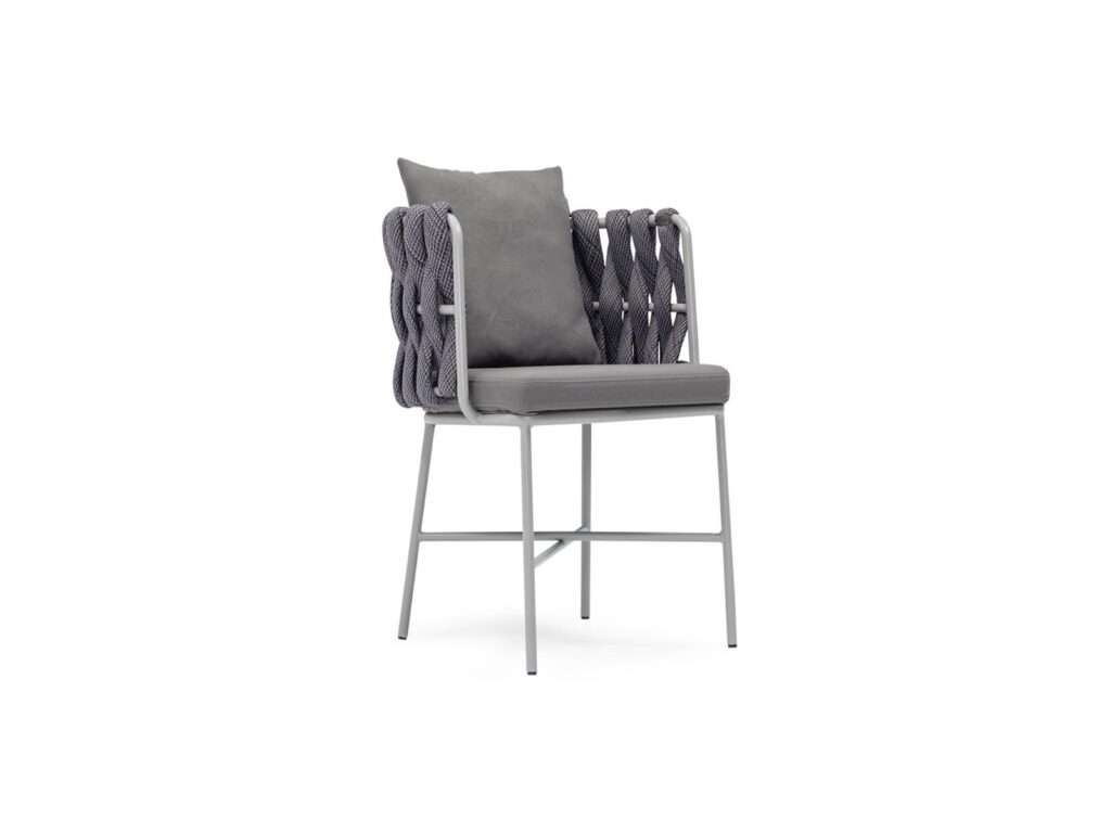 Outdoor bar chair with rope weave sides and cushioned seat for hotel pool and terrace areas