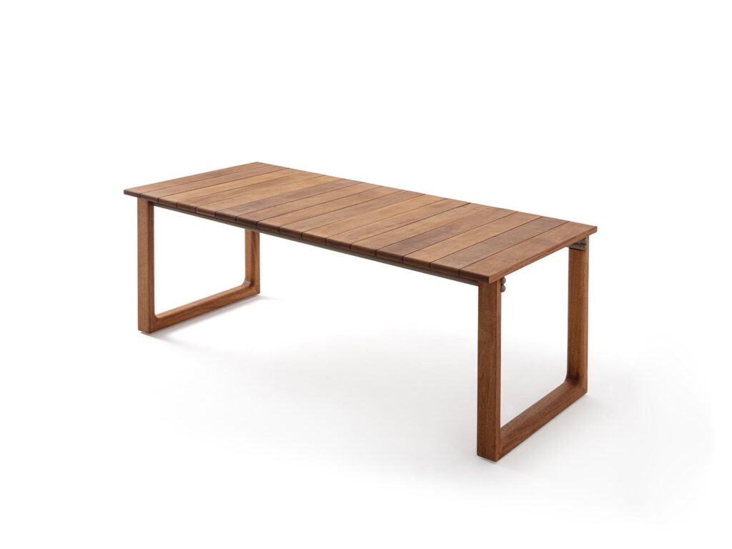 Outdoor wooden dining table for hotel terraces and restaurant garden seating